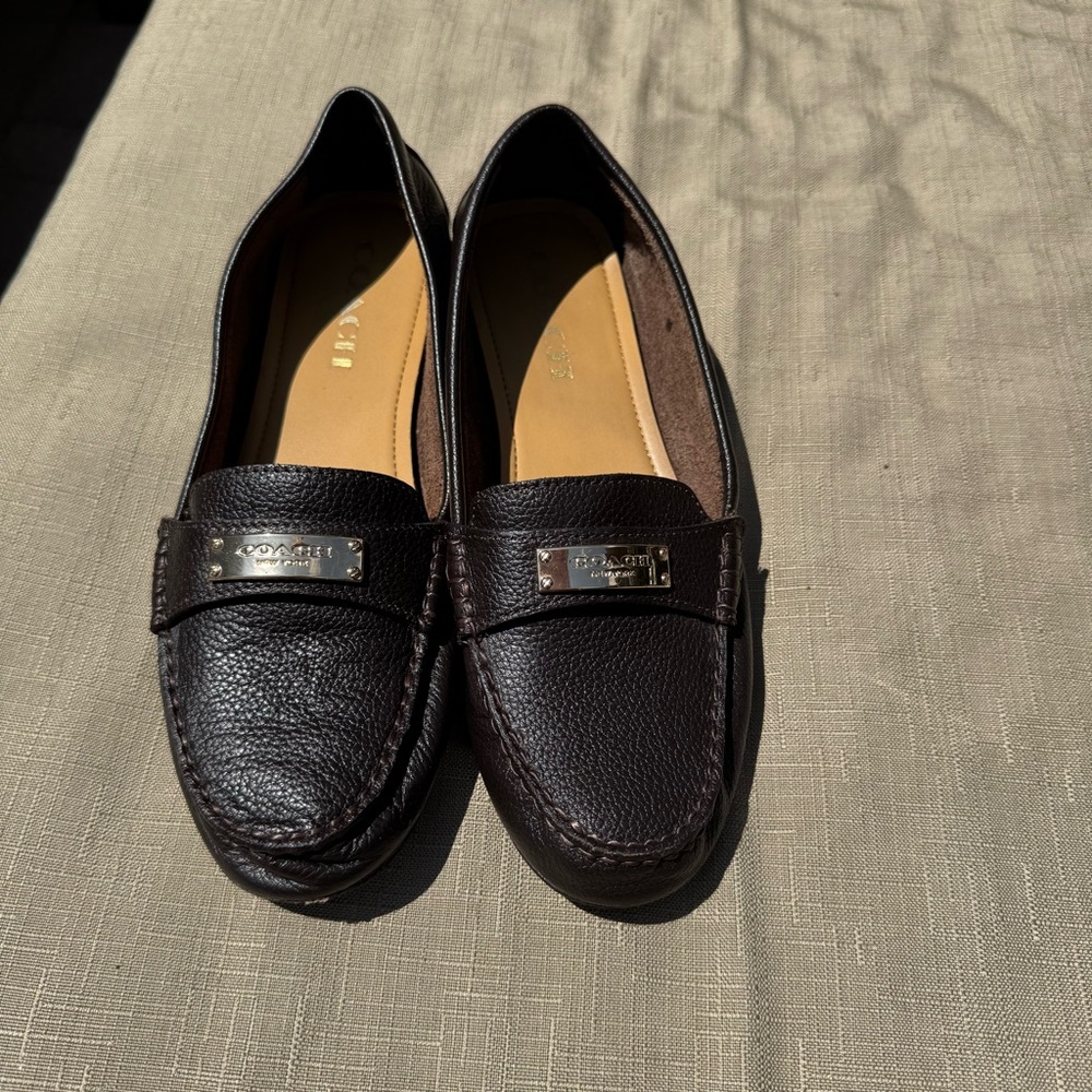 Coach Women's Dark Brown Leather Loafers 7.5B